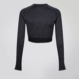 Black / Slate Melange Long Sleeve Crop Top