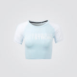 Light Blue Iris & White Crop Branded Tee