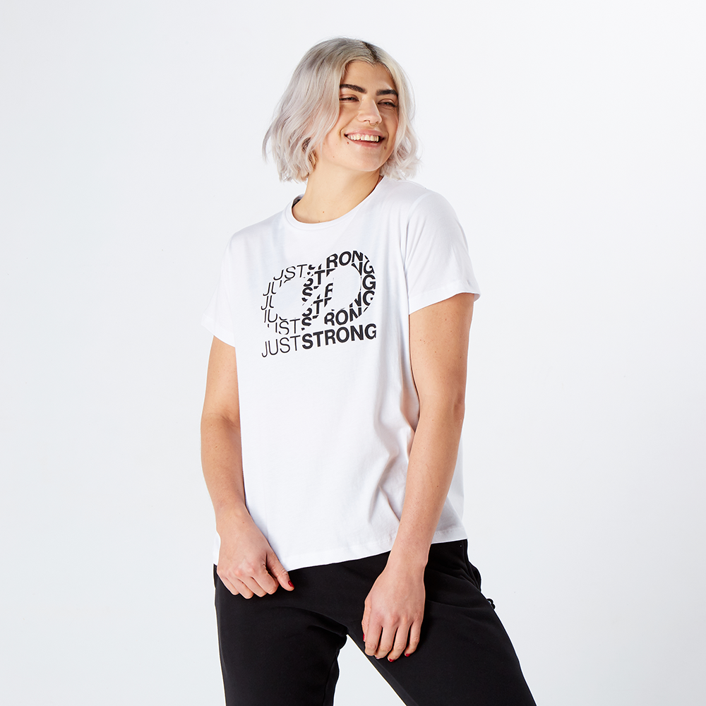 White Logo Graphic Tee – Just Strong