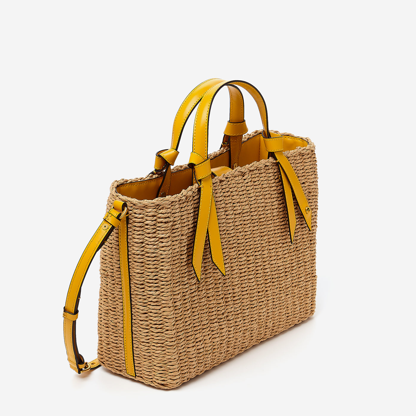 Luca Boxy Satchel (Mango) - Designer Straw Handbags | Etienne Aigner