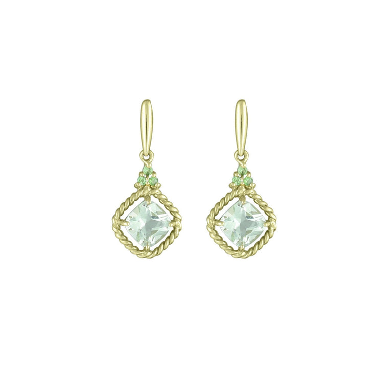 10K Yellow Gold Earrings with Green Amethyst and Tsavorite – jewelerize.com