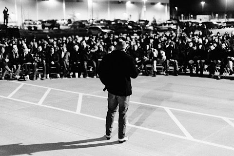 Andy speaking to a group