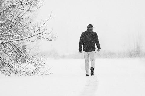 Andy walking in the snow