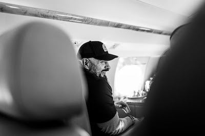 Andy sitting in a plane