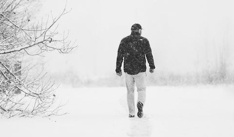 Andy walking in snow