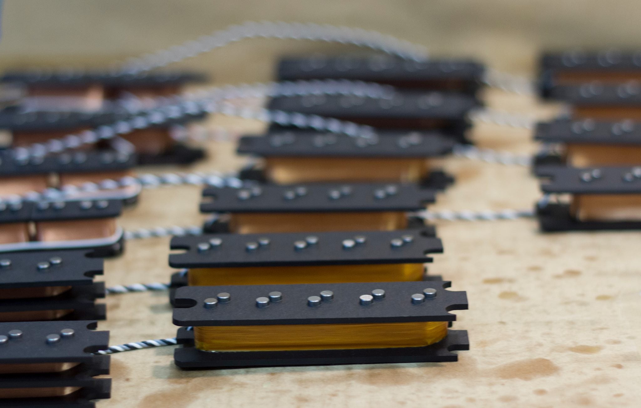 stack of pickups with angled poles