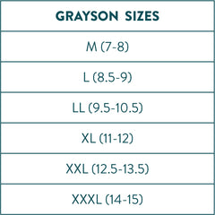 Grayson Slide Sandal Size Chart