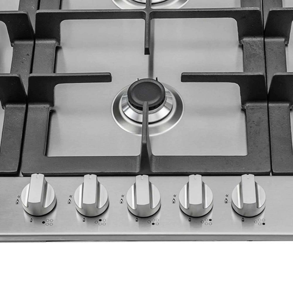 Cosmo 34 Gas Cooktop In Stainless Steel With 5 Sealed Brass