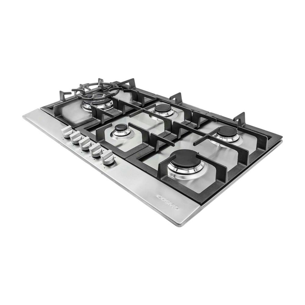 Cosmo 34 Gas Cooktop In Stainless Steel With 5 Sealed Brass