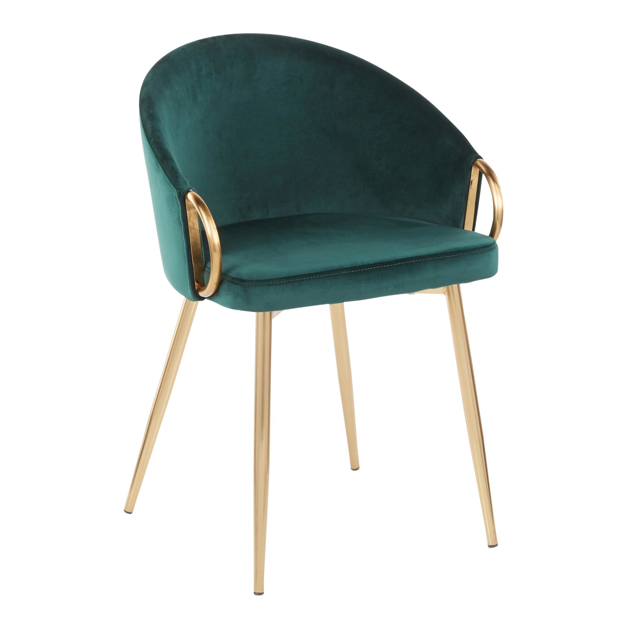 claire contemporaryglam chair in gold metal and emerald green velvet lumisource