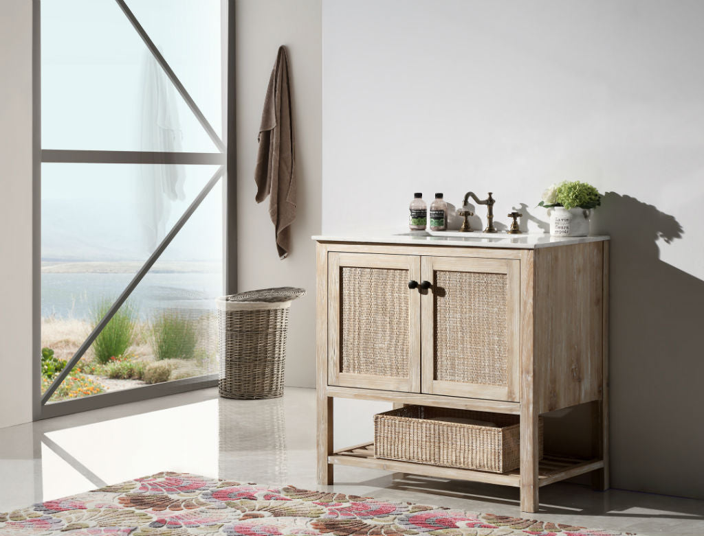 Rattan Bathroom Vanity Unit