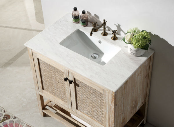 Bathroom Vanity With Rattan Doors