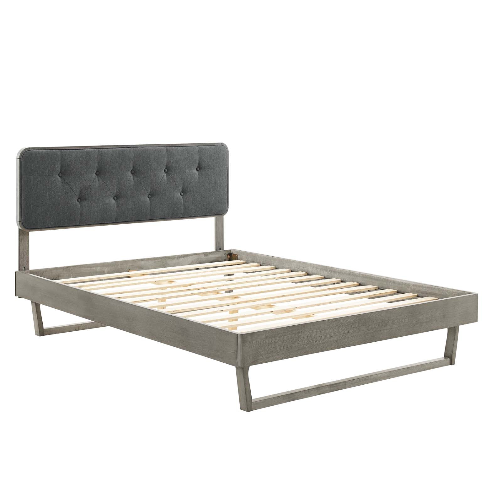Bridgette Wood Platform Bed With Angular Frame - HouseTie