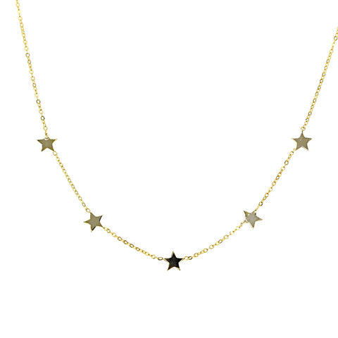 18k Gold Stars Choker Sterling Silver 