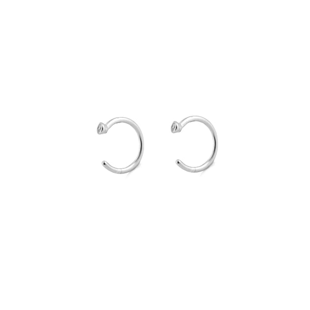 KIKICHIC | Tiny Minimal Open Hoops CZ Diamond Huggies Earrings 8 mm ...