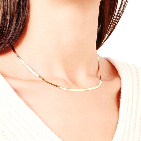 | NYC | Herringbone Snake Choker Necklace in Silver, 18k Gold and Rose Gold