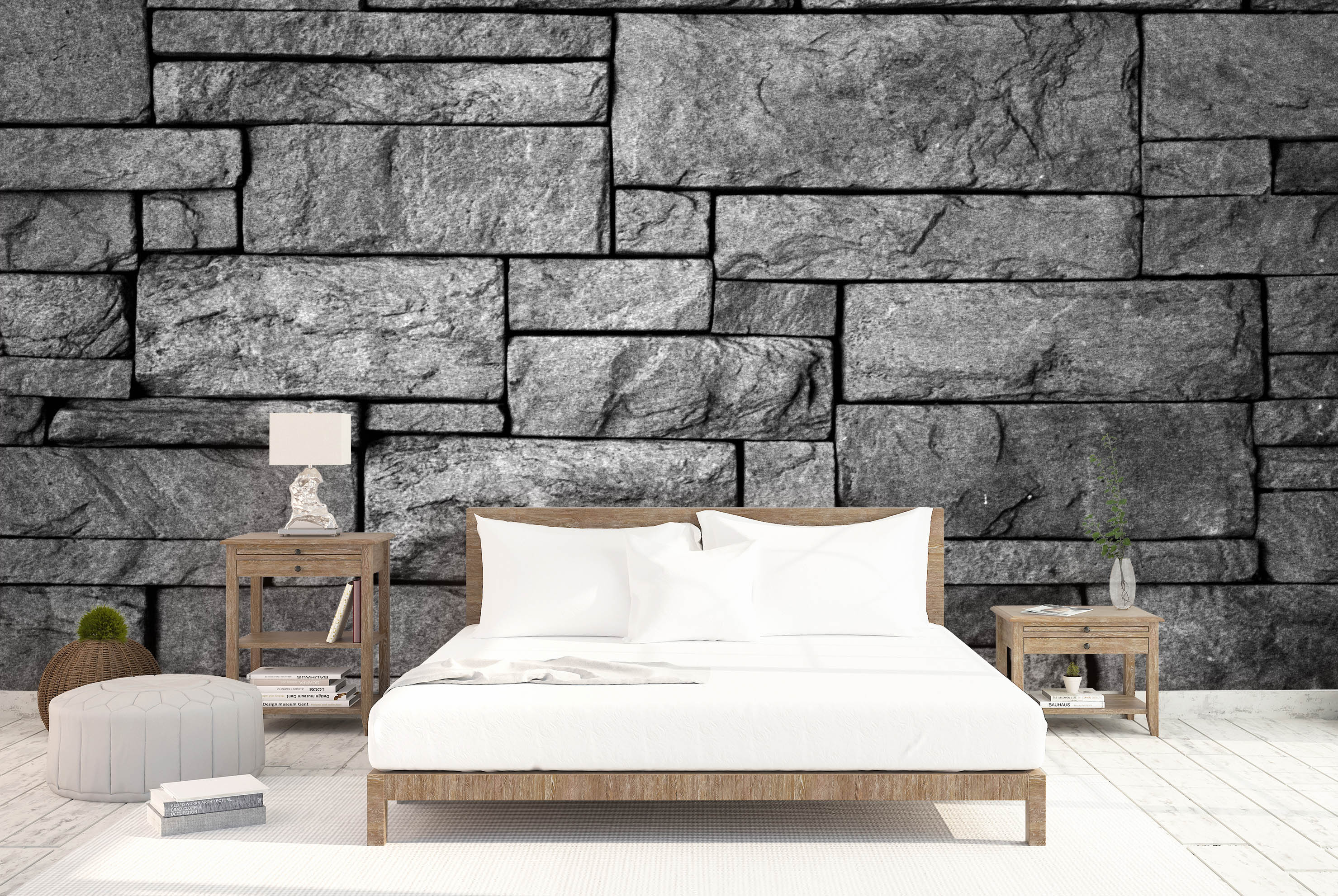 Black And White Brick Wallpaper Mural