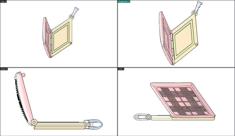 Technical cad drawings of the lockets for the 2024 film Argylle