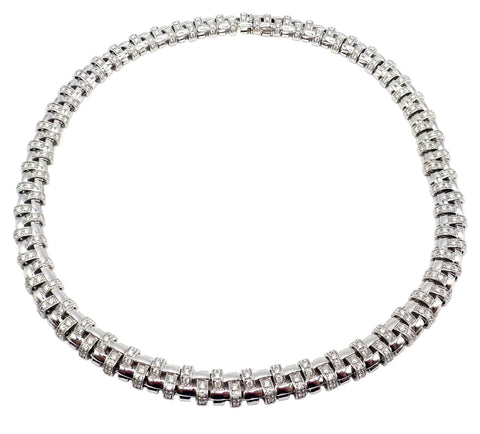 Tiffany & Co Vannerie 18k White Gold Basket Weave Diamond Necklace