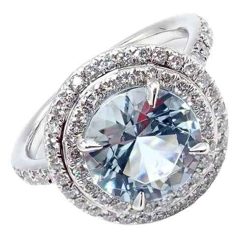 Tiffany & Co Platinum Diamond Aquamarine Soleste Cocktail Ring