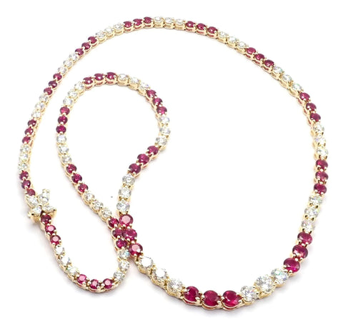 Authentic Tiffany & Co Victoria 18k Yellow Gold Diamond Ruby Necklace