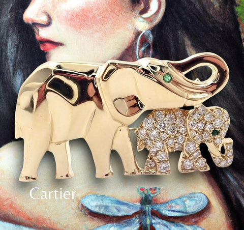 Cartier Diamond Elephant Brooch at Fortrove