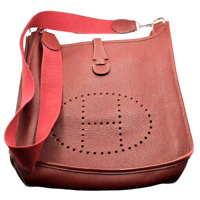 Authentic! Hermes Evelyne Chocolate Brown Epsom Leather GM Handbag Purse