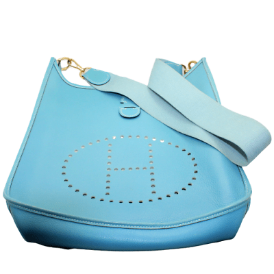 HERMES Courchevel Evelyne GM Bleu France 1254654