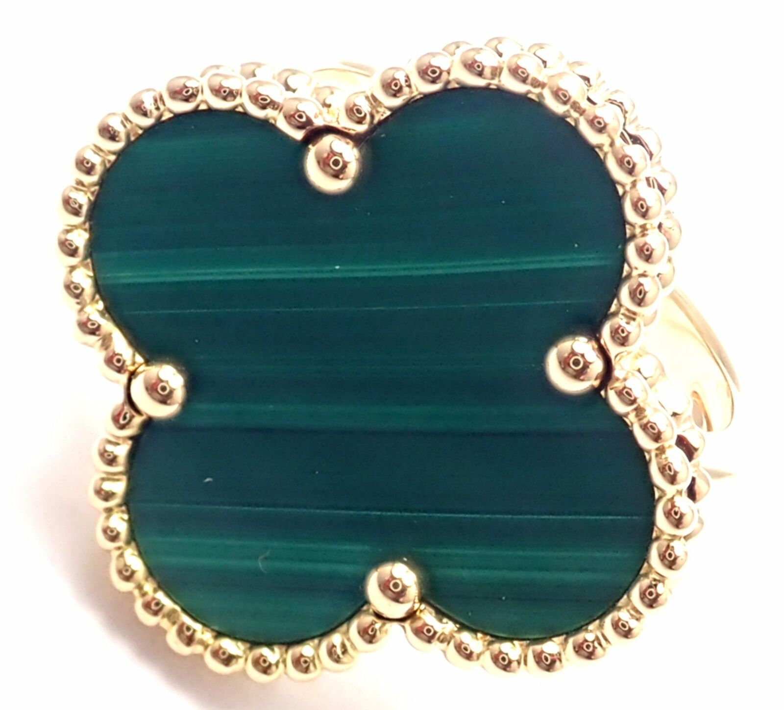 Authentic Louis Vuitton Lv 18k Yellow Gold Diamond Malachite Blossom - Ruby  Lane