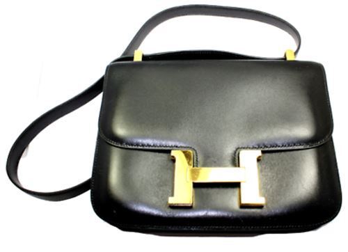 Authentic Hermes 23cm Black Box Leather Ghw Constance Handbag - Ruby Lane