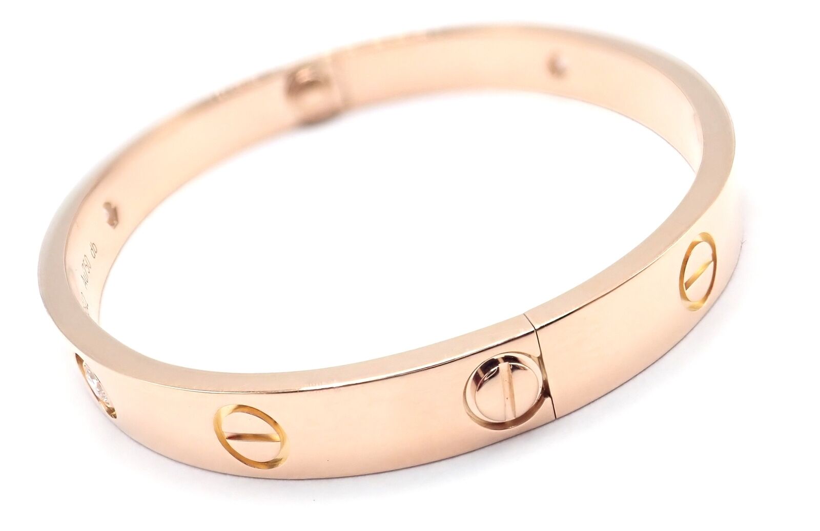 Cartier 18K Rose Gold 4 Diamond Love Bracelet at 1stDibs  cartier rose  gold bracelet, cartier love bracelet with 4 diamonds, rose gold love  bracelet