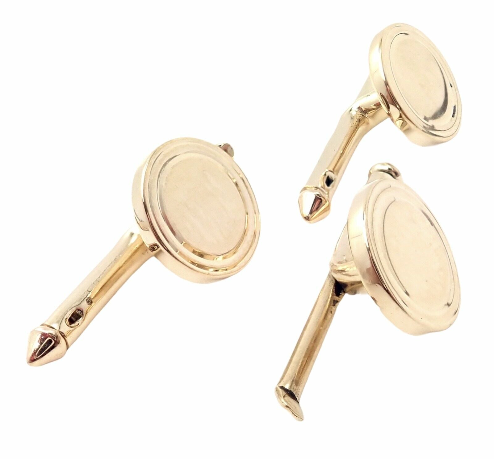 Authentic! Bvlgari Bulgari 18K Yellow Gold Multicenter Cufflink Kit Set