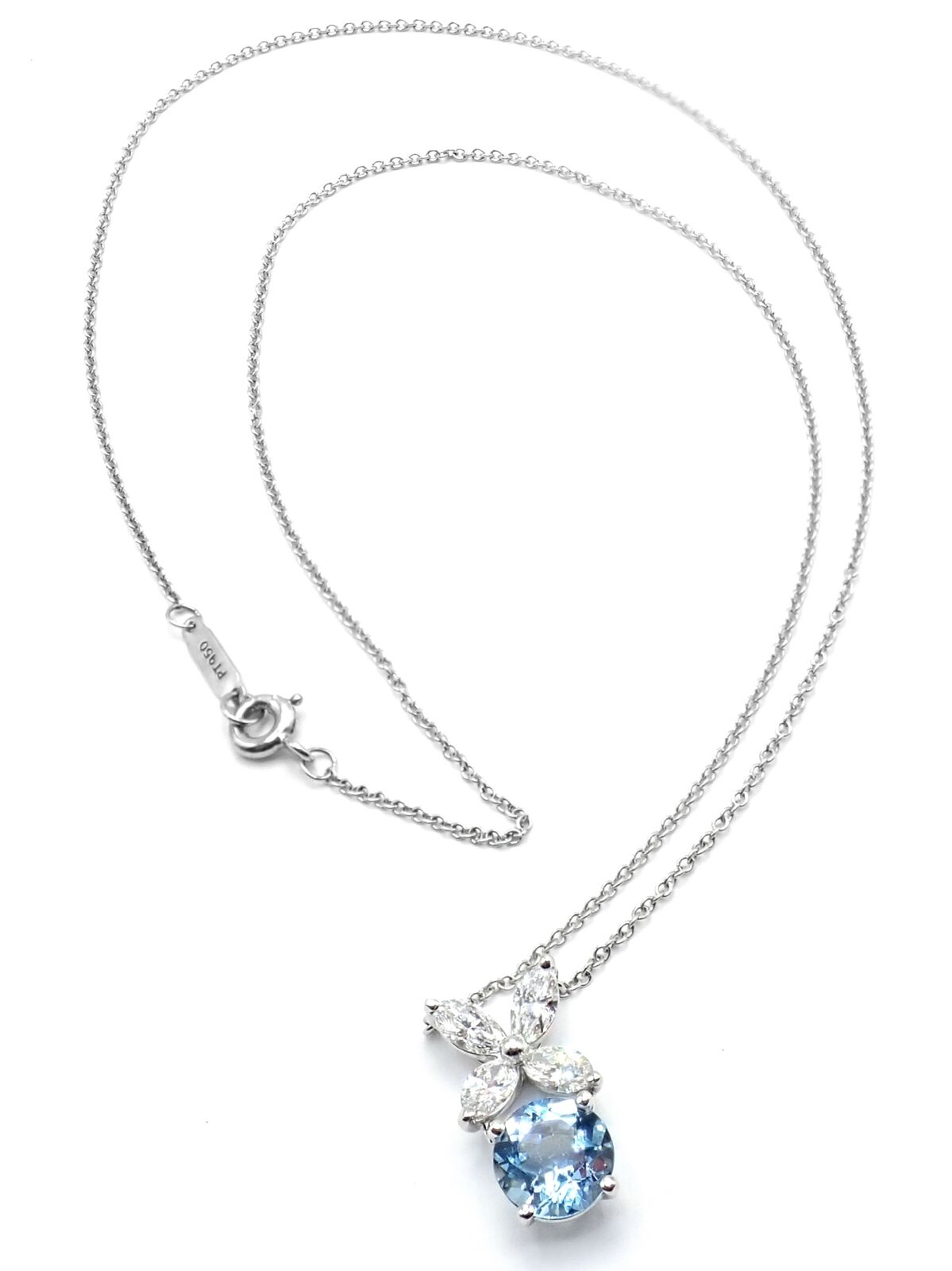 Tiffany Victoria™ graduated line necklace in platinum with diamonds.