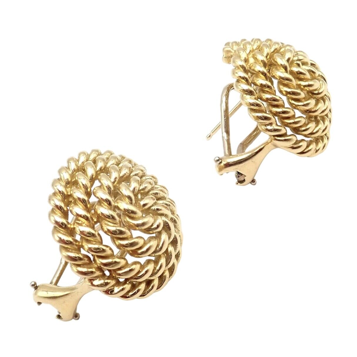 Tiffany & Co. Vintage 14K Yellow Gold Open Swirl Twist Screw Back Clip on Earrings