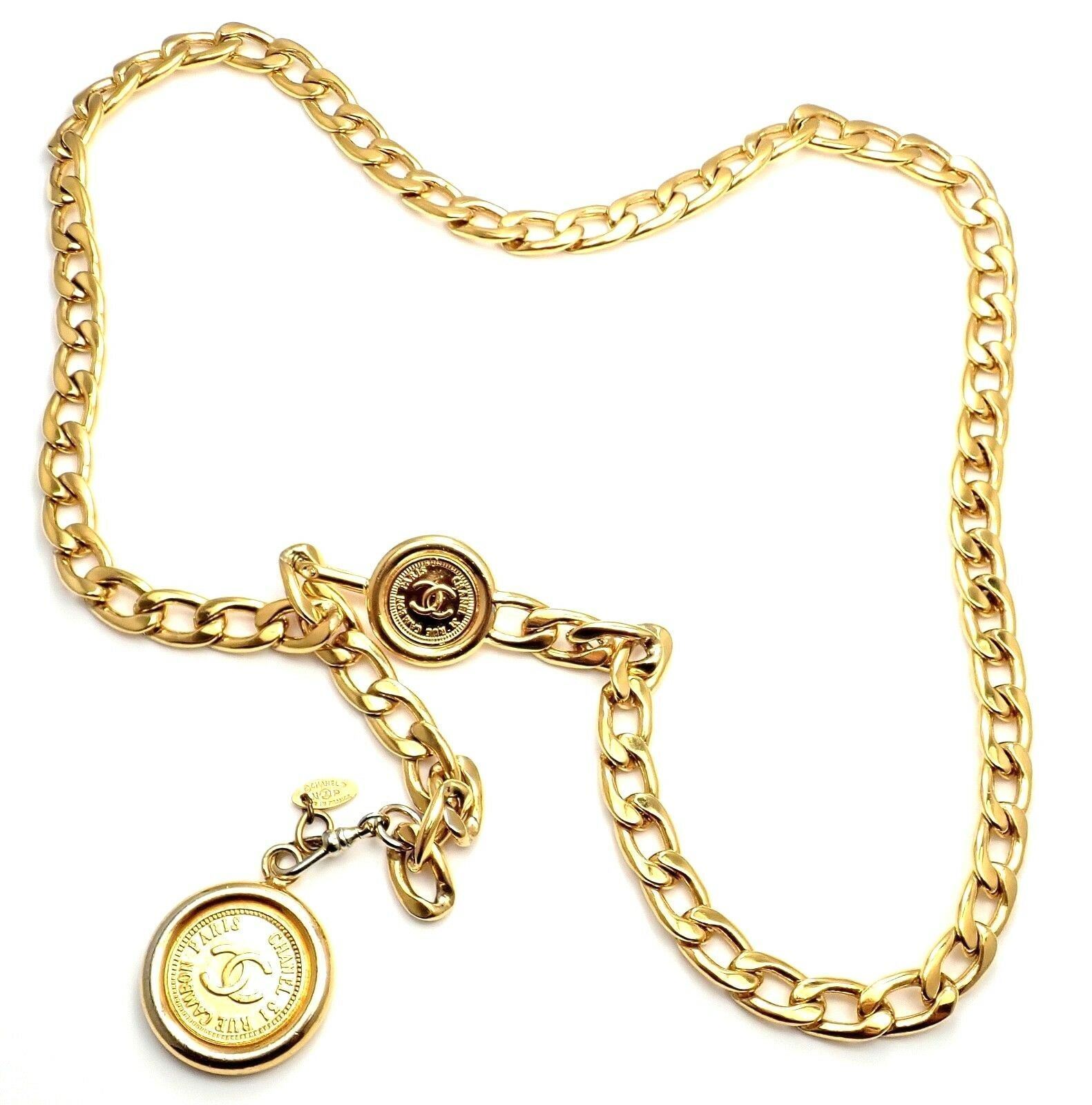 Amazing Authentic Chanel Gold Tone 3 Row Draped Clasp Belt