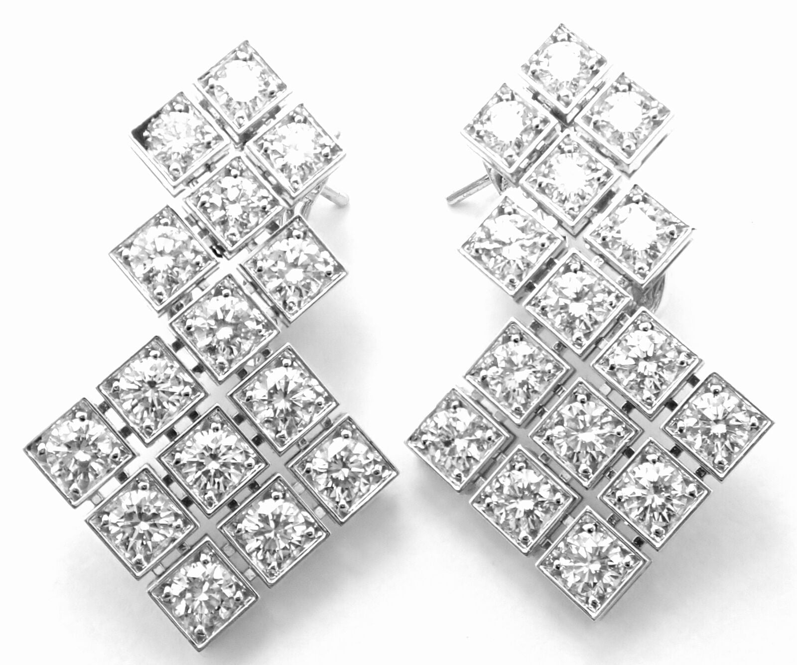 Authentic! Cartier Love Screws Diamond Station 18k White Gold Chain Earrings