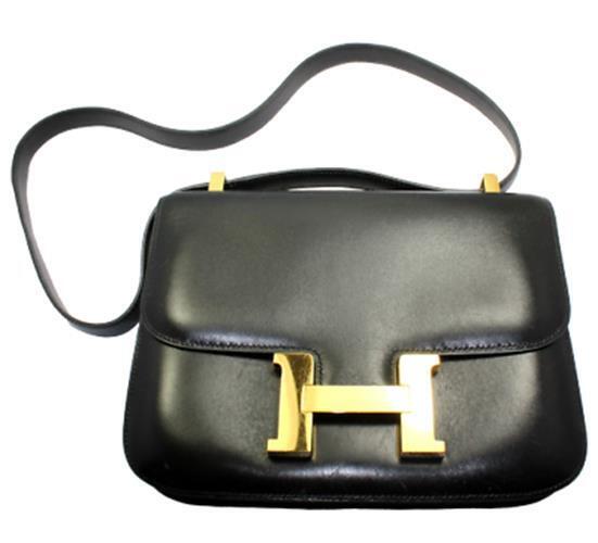 AUTHENTIC HERMES 23CM BLACK BOX LEATHER GHW CONSTANCE HANDBAG