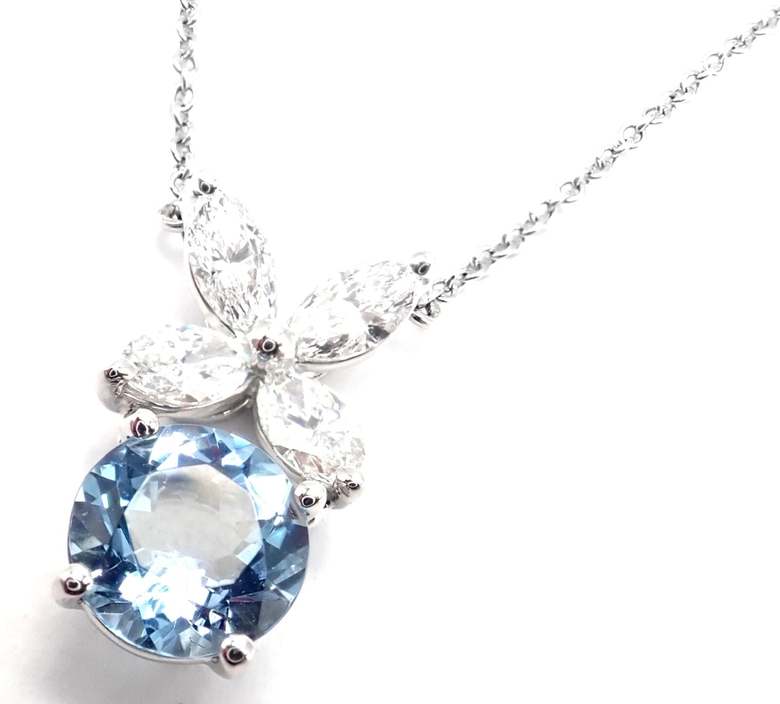 Tiffany Victoria™ graduated line necklace in platinum with diamonds.