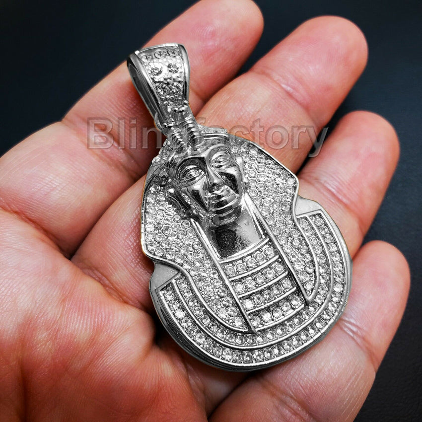 Modeschmuck Hip Hop Iced Out Lab Diamond White Gold Plated Rapper S Egypt Pharaoh Pendant Uhren Schmuck Thelanguagemall Org