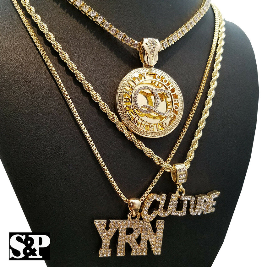 Hip Hop Migos Iced Qc W Tennis Chain Culture Yrn 3 Necklace Combo