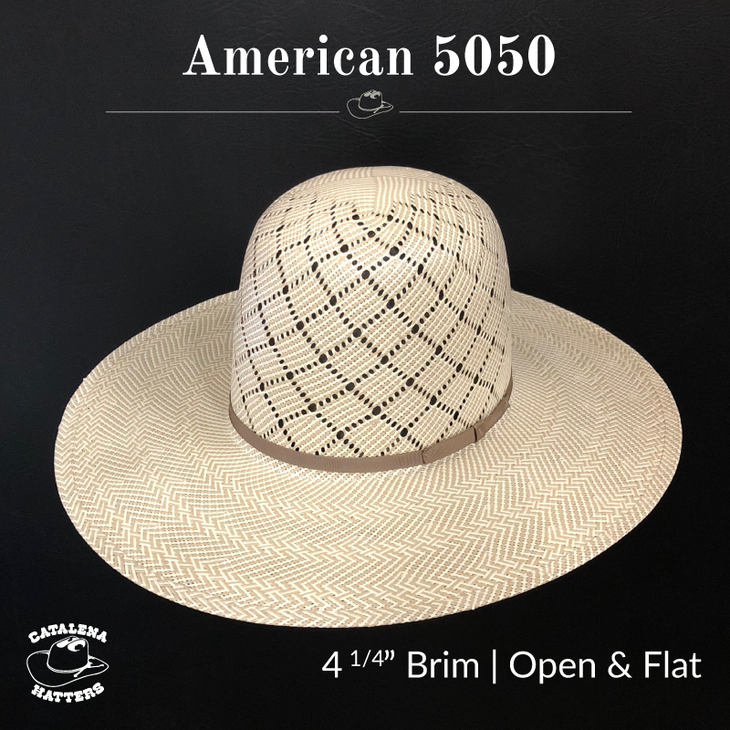 American Hats 5050 Sand Patchwork 4 1/4in Brim Open Crown Straw Cowboy Hat Natural, 67/8 - 5050S2CCHOC42