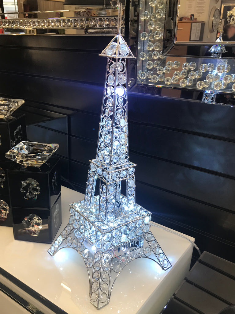 Small Clear Crystal Diamante Led Eiffel Tower Table Lamp