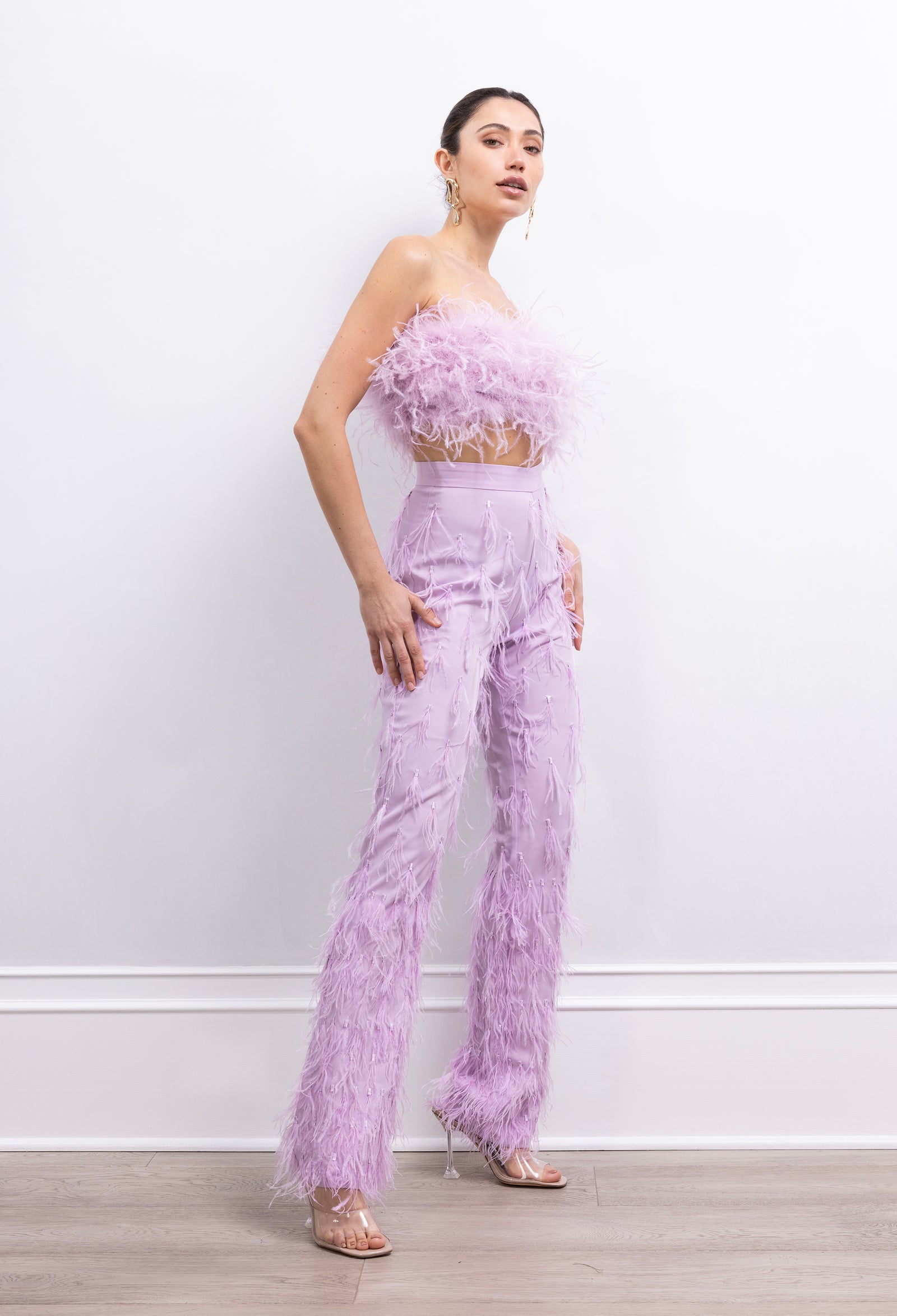 Wild Love Feather Pant in Lilac - Lisa Maree