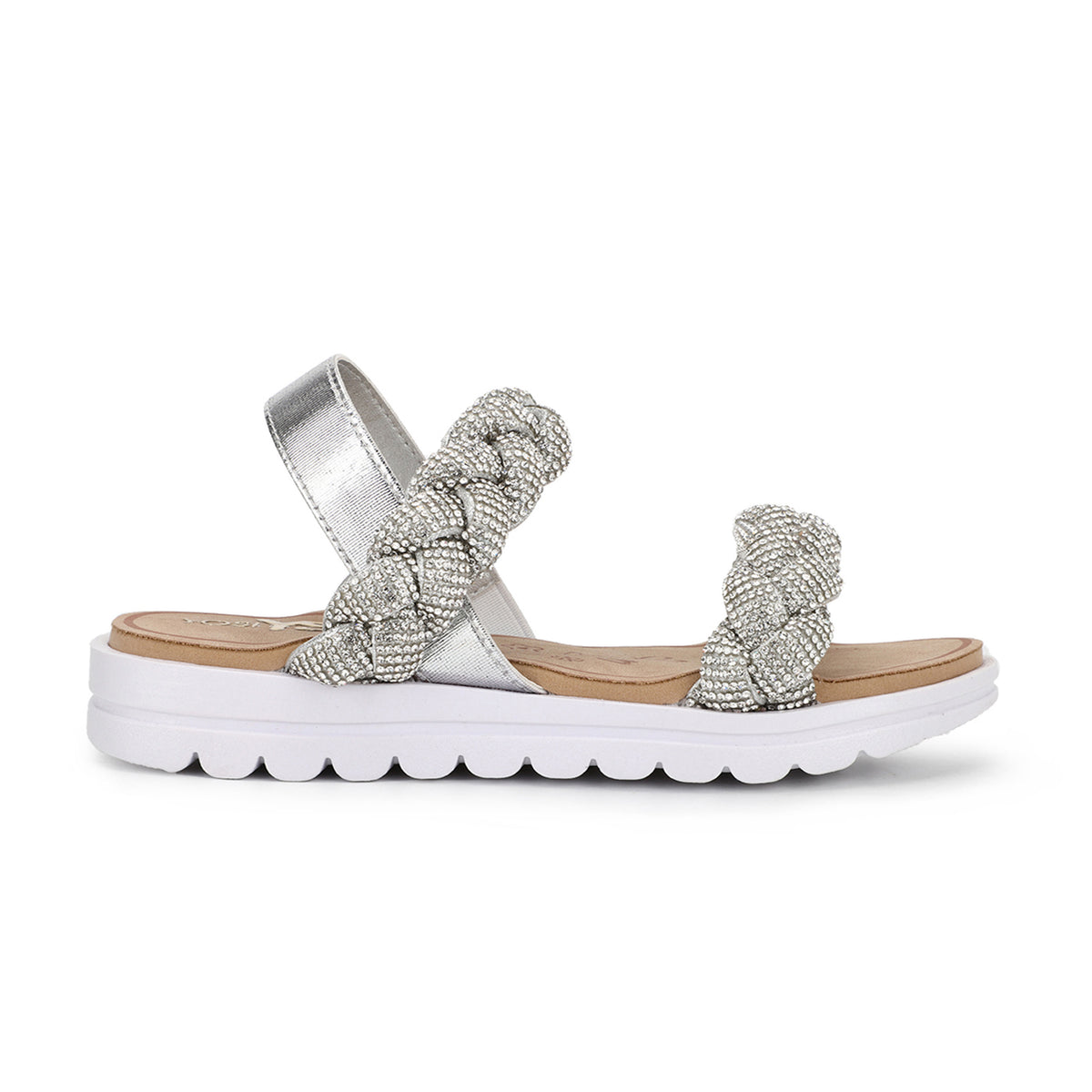 Miss Cambelle Glitter Sandal in White - Kids