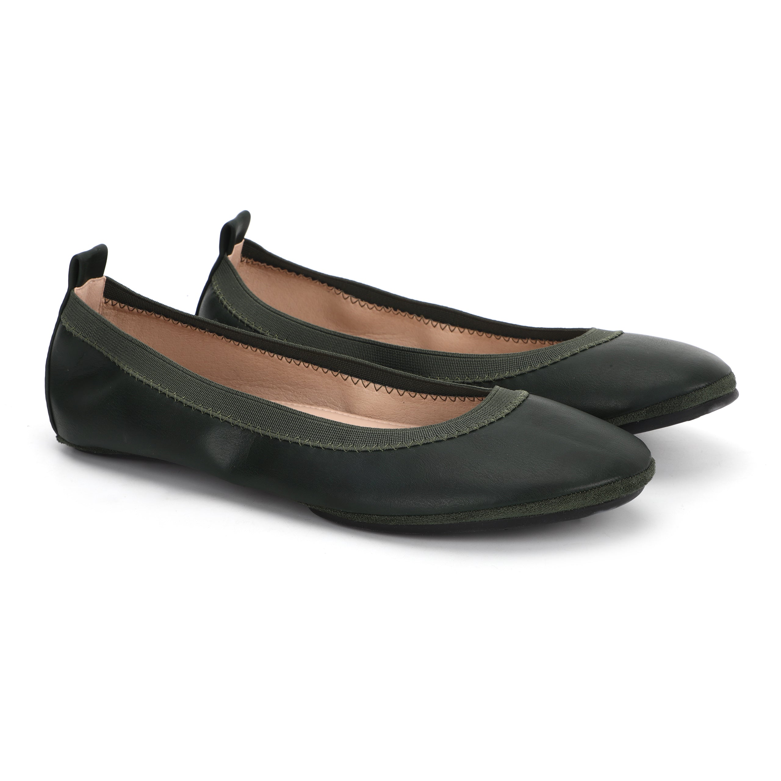 Nina Foldable Ballet Flat in Hunter Green PETA-Approved Vegan Leather