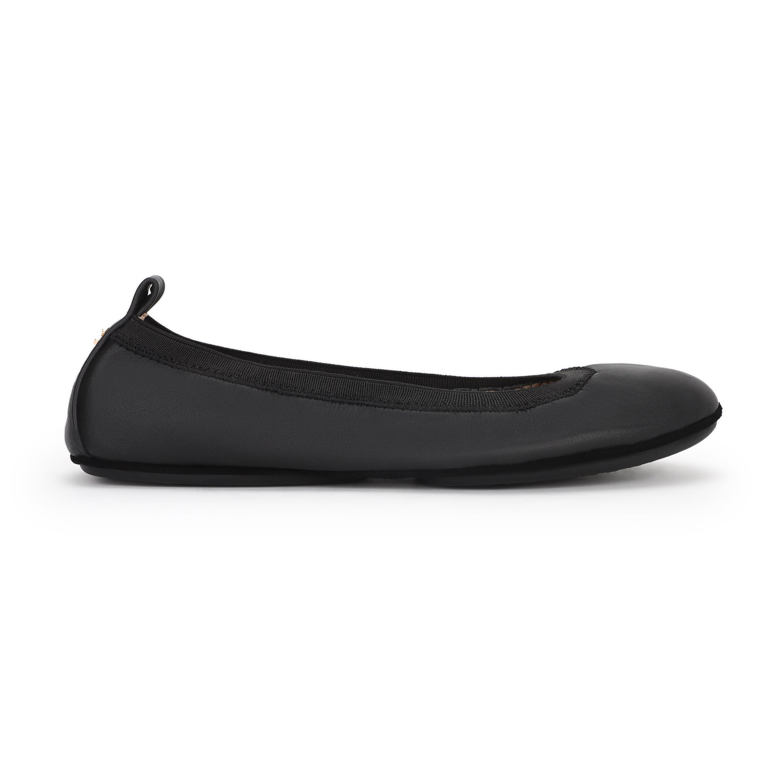 Samara Foldable Ballet Flat in Black Leather