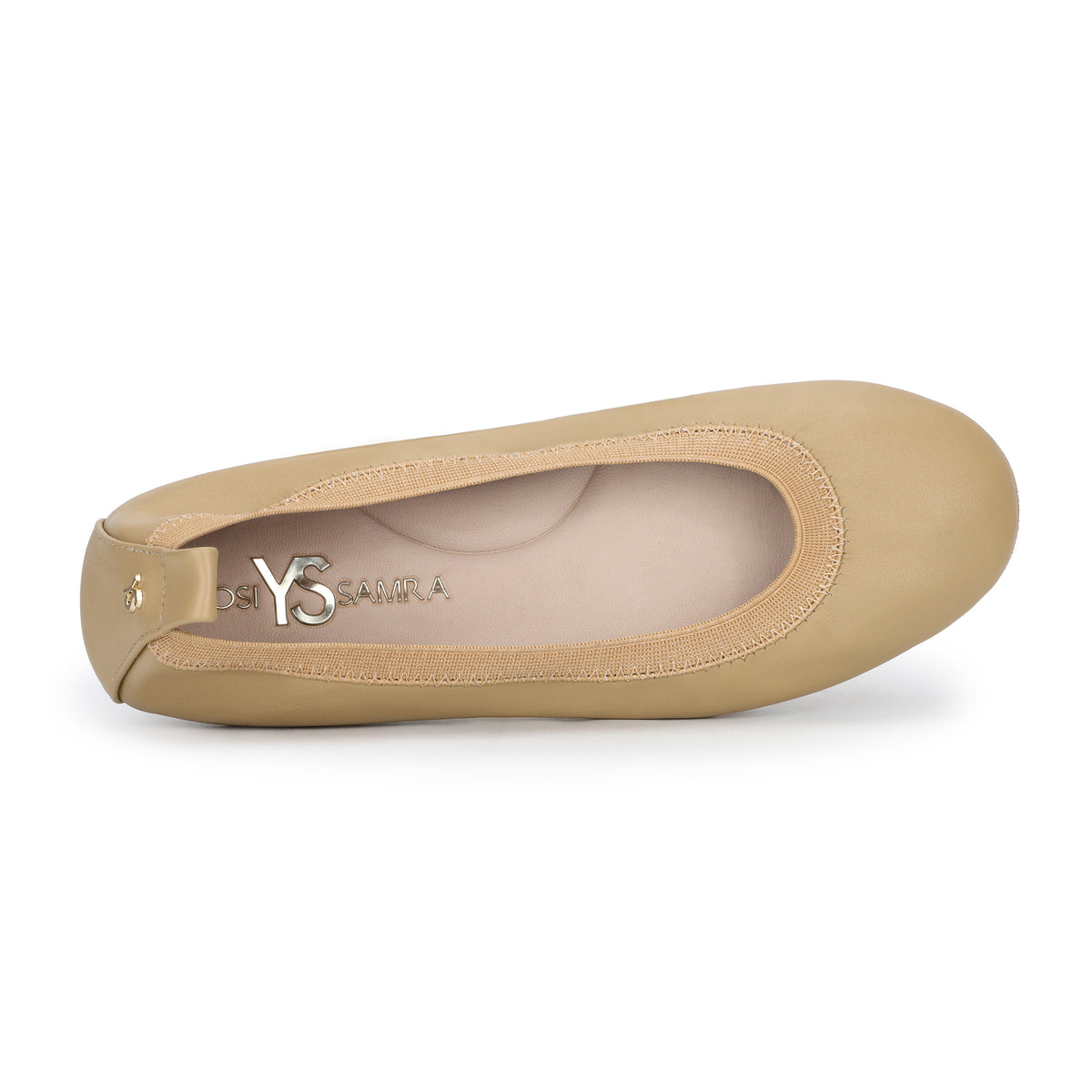 Samara Foldable Ballet in Taupe Flat Leather Simply