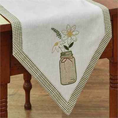 Daisy Mason Jar 42 Inch Table Runner