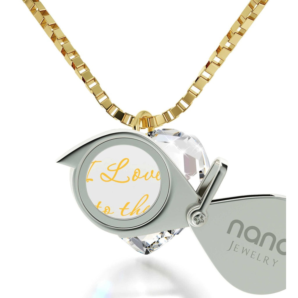 I Love You To The Moon And Back 24k Gold Plated Necklace Swarovski Eazideal Hair Empire