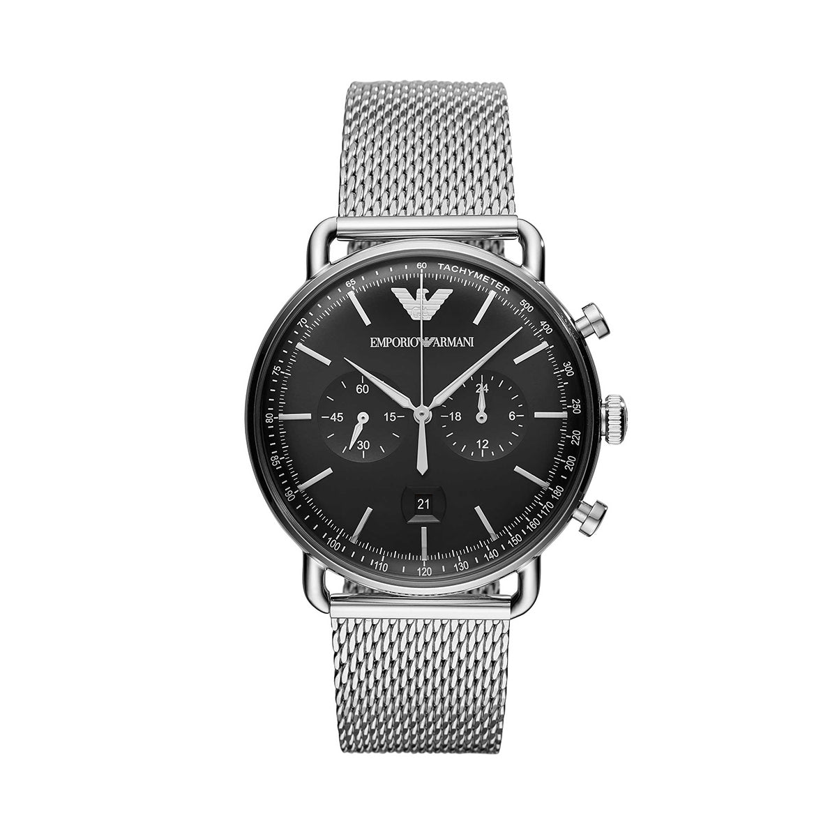 emporio armani black chronograph watch